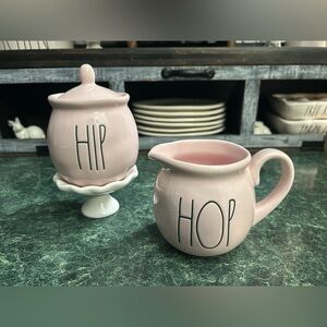 Rae Dunn Pink Hip Hop Sugar & Creamer Set